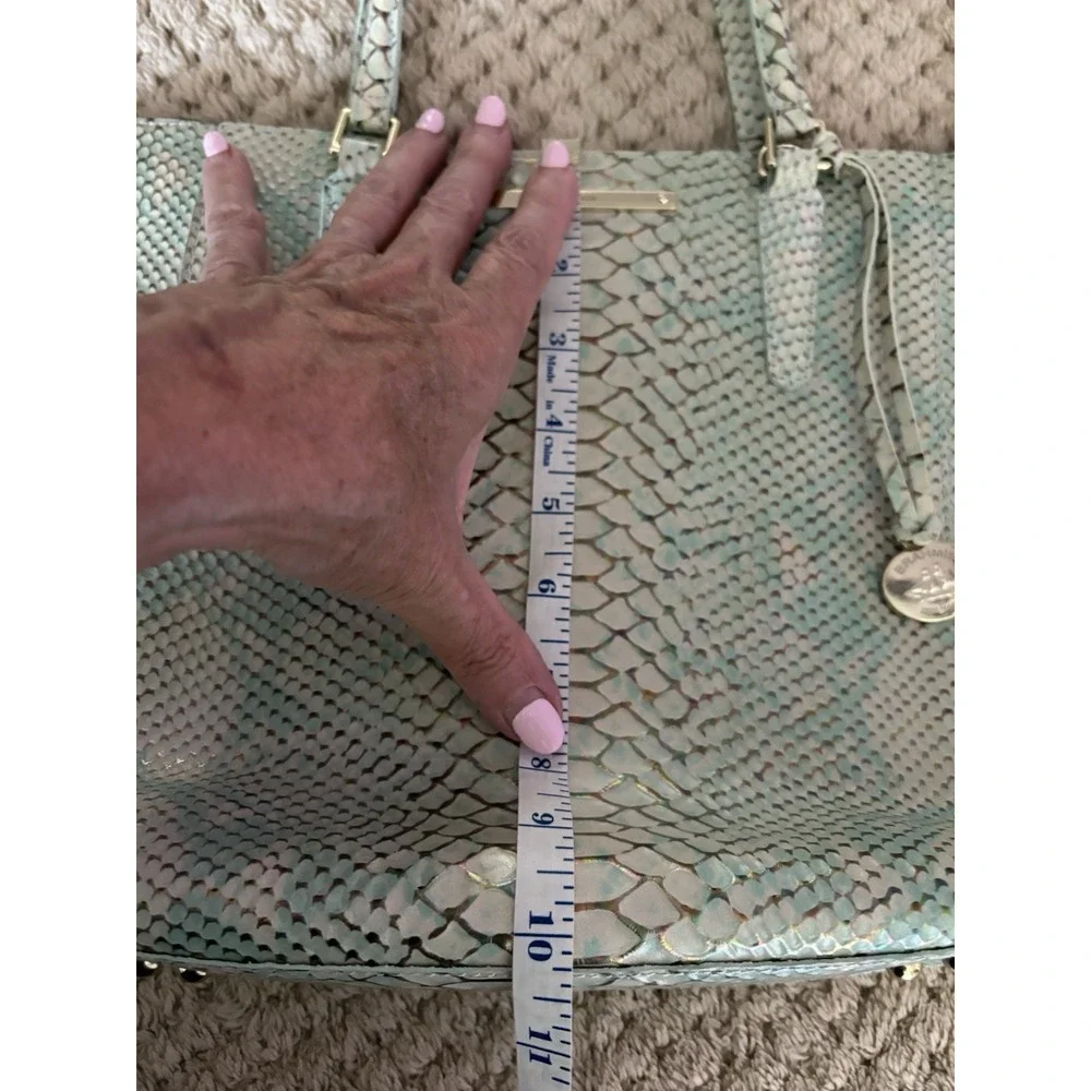 Brahmin Harrison Carryall Python Opal Green Seville Leather Bag